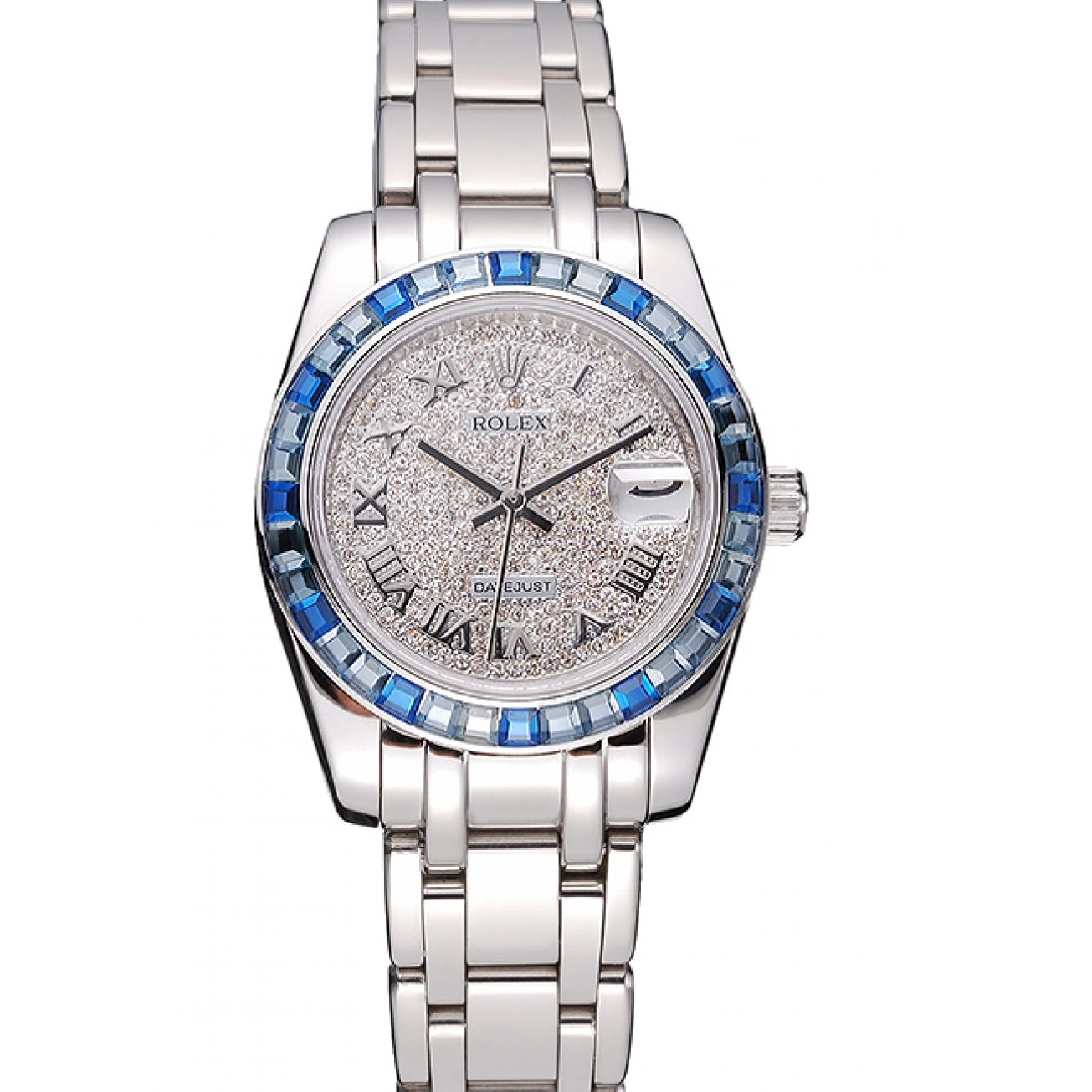 622834 Case Datejust Steel Rolex Bezel Stainless Dial Diamond Blue Jewels Bracelet And 0724